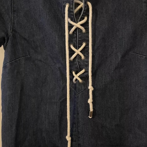 FOREVER 21 Juniors Size M Blue Denim Short Sleeve Side Zip Dress - Picture 5 of 5